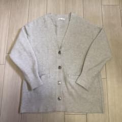 GU リブニットカーディガン グレーのサムネイル