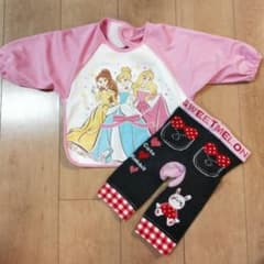 ディズニープリンセス　長袖お食事エプロン、ニットレギンスのサムネイル