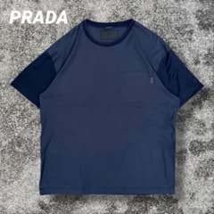 PRADA Tシャツ ポケット 異素材切り替え ロゴ ネイビー XL - メルカリ