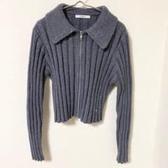 【ディスコート】ラメスパーンコール　Wジップカーディガン ニットショート丈 F
