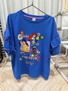 Disney Princesses T-shirt with ruffled sleeves, blue.