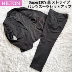 HILTON ストライプ パンツスーツセットアップ ビジネススーツ ブラック