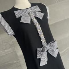 CHANEL シャネル リボン ニット 未使用 チュニック ミニワンピース 