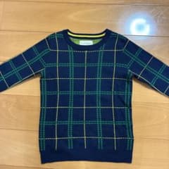 チェック柄長袖セーター ネイビー/グリーンのサムネイル