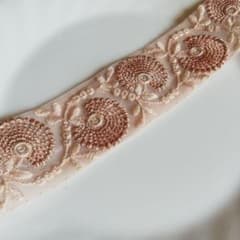 インド刺繍リボン　ベージュチュール　くすみカラー　ハンドメイド製作にどうぞ♪のサムネイル