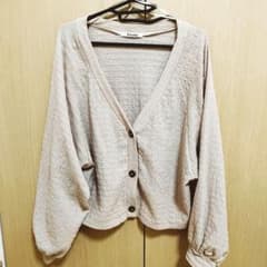 長袖 カーディガン ベージュのサムネイル
