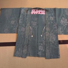 羽織 青緑色 縞模様 花柄のサムネイル