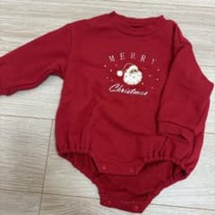 クリスマス ロンパース サンタ刺繍 レッドのサムネイル