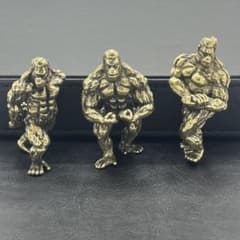 KM033 【3体セット】 ゴリラのボディビル大会 マッチョ 真鍮 置物