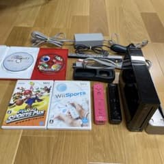 Nintendo Wii 本体 ブラック ソフト6本付き（1本はジャンク品）のサムネイル