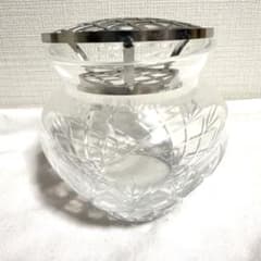 クリスタルガラス ローズボウル 金網付き 花瓶 フラワーベース カット