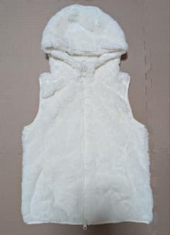 キャロウェイ ボアベスト ジップ フード付き 花柄 ホワイト系 サイズM キャロウェイ ボアベスト ジップ フード付き 花柄 ホワイト系 サイズM