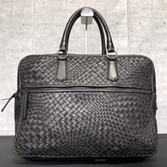 美品】FALORNI イントレチャート レザー 黒 ビジネスバッグ定価約18万 