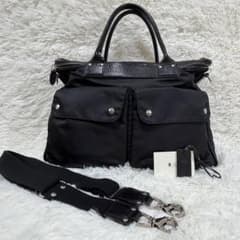 極美品】フェリージ 2WAY ビジネスバッグ ナイロン レザー 黒 A4収納可