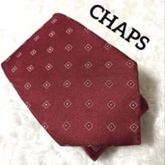 CHAPS レッド　ドット柄ネクタイ　バーガンディ