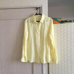 UNIQLO プレミアムリネンシャツ イエロー Lのサムネイル