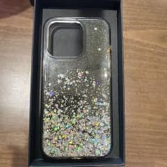iPhone15pro用グリッターケース 透明 シルバーのサムネイル