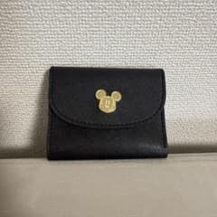ミッキーマウス 三つ折り財布 ブラック　フェイクレザーのサムネイル