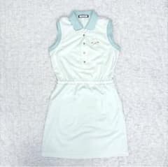 【美品】MARK&LONA ノースリーブゴルフポロワンピース ミント パステル 美品】MARK&LONA ノースリーブゴルフポロワンピース ミント パステル