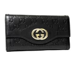 GUCCI グッチ 長財布 インターロッキング ブラック グッチシマ GG