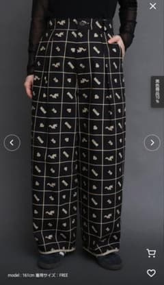 I AM I IN FACT　総柄 チェック ワイドパンツ ブラック I AM I IN FACT 総柄 チェック ワイドパンツ ブラック - メルカリ