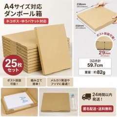 A4サイズ対応 ダンボール箱 25枚セット ネコポス ゆうパケットのサムネイル