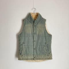 90s~ ヴィンテージ レトロ 古着 デニム加工中綿ベスト オールド 