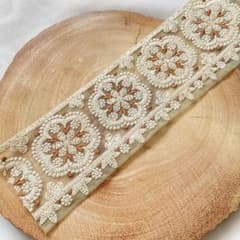 インド刺繍リボン 黄緑 太幅のサムネイル