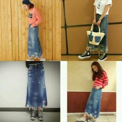 あいにゃ様 専用♡ RODEOCROWNS♡ヘムクラッシュ デニムマキシのサムネイル
