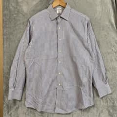 【L2333】Brooks Brothers ストライプシャツ サイズM ブルー