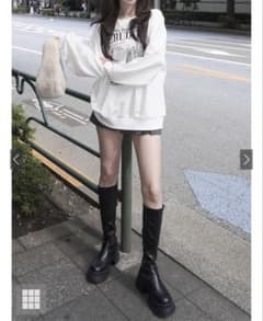 厚底レザー ロングブーツのサムネイル