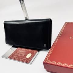 1175 カルティエ Cartier パシャ 長財布 二つ折り ブラック レザー