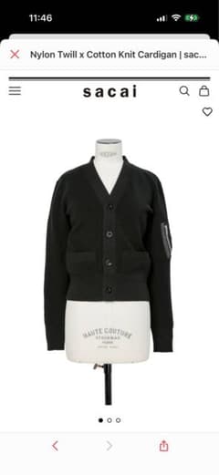sacai ナイロンツイル コットンニット カーディガン サイズ3 - メルカリ