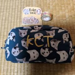 猫柄ポーチ＆フレークシール マスキングテープ セット