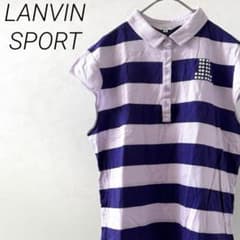LANVIN SPORT ポロシャツ ボーダー フレンチスリーブ 大きめ ゴルフ LANVIN SPORT ポロシャツ ボーダー フレンチスリーブ 大きめ ゴルフ