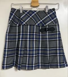ナルミヤ　ポンポネット グレー青チェックスカート/プリーツスカート 160のサムネイル