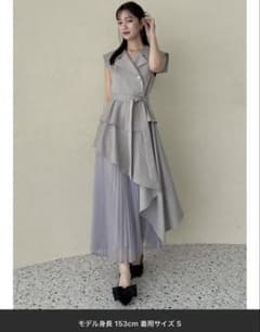 dazzlin アシメプリーツトレンチワンピース グレー Mのサムネイル