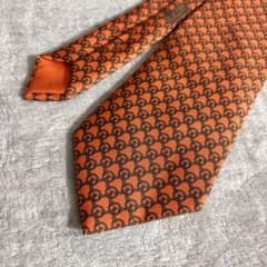 未使用級 HERMÈS エルメス オレンジ H柄 総柄 シルク ネクタイ - メルカリ