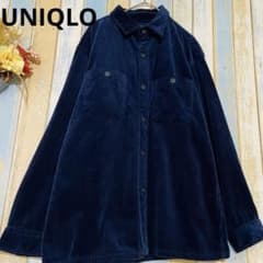 【UNIQLO 】メンズ　コーデュロイ 厚生地　長袖シャツ ネイビー L