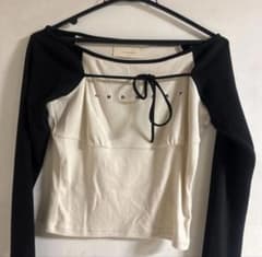 ANDMARY Alma ribbon tops black - メルカリ