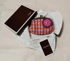 COACH☆がま口☆WOOL生地☆革の花付（箱カード・付）のサムネイル