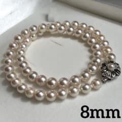 大珠 テリ強】 あこや ピンク 8ミリ 38g 45.5cm SVネックレス - メルカリ
