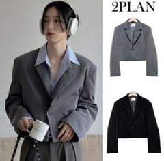 2plan テーラードジャケット グレー　ショート丈のサムネイル