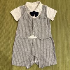 セレモニースーツ 80 白とグレーのストライプ　男の子用のサムネイル