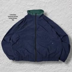 90s Columbia シェルド　ウォームアップジャケット　XL コロンビアウォームアップジャケット90s刺繍ロゴネイビーvintage古着XL