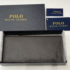 Brand new Polo Ralph Lauren men's wallet, long wallet, flap closure, P-224SH, dark brown.