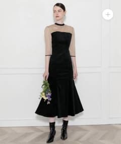Leja バックリボン美脚効果シアー切り替えマーメイドフレアドレスワンピースのサムネイル