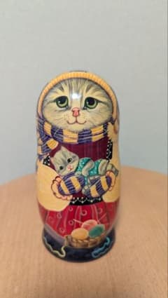 猫 マトリョーシカ 5体セット ロシア現地購入 未使用 14.5cmのサムネイル