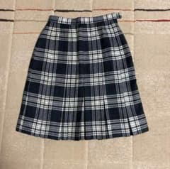 アユム様用　プリーツスカート9号　Mサイズ　白黒チェック　ウール混のサムネイル
