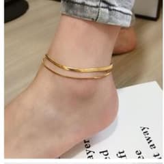 匿名配送！　アンクレット アクセサリー　2連チェーン 18Kコーティング